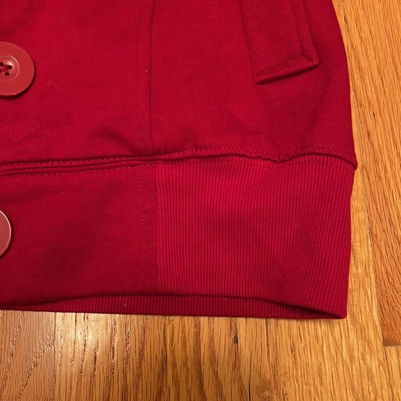 Women Red Forever21 Jacket Coat with Hood and Buttons - Great for Fall, Winter - Picture 6 of 9